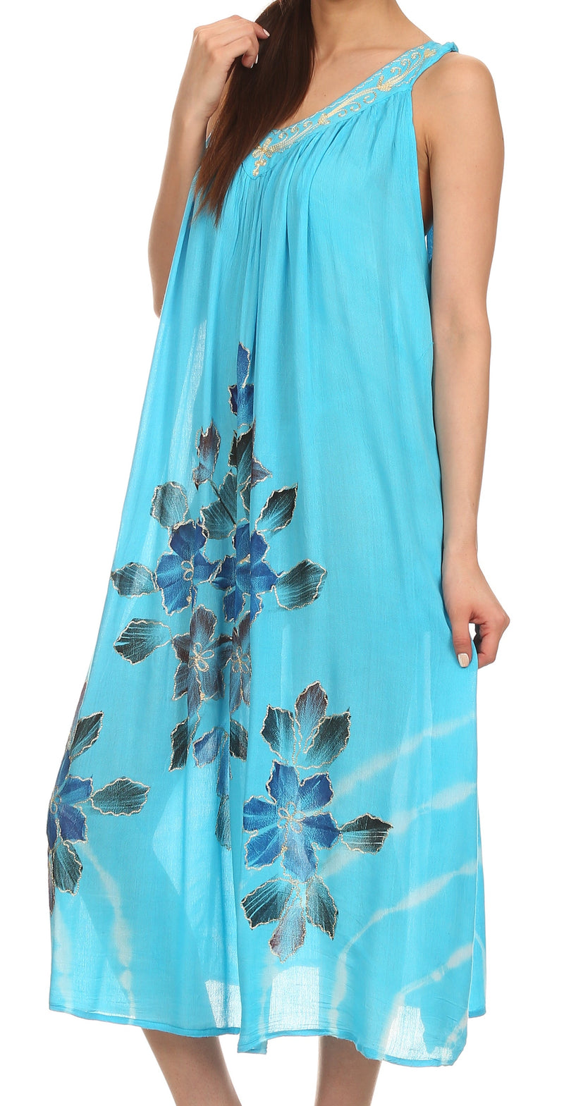 Sakkas Kira Embroidered Relaxed Fit with Pockets Tank Dress / Cover Up