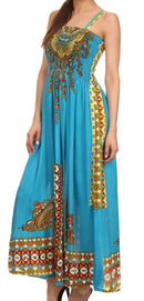 Sakkas Karla Smocked Bust Adjustable Strap Long Dress