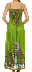 Sakkas Karla Smocked Bust Adjustable Strap Long Dress