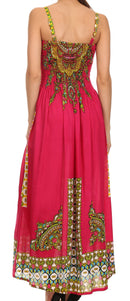 Sakkas Karla Smocked Bust Adjustable Strap Long Dress