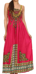 Sakkas Karla Smocked Bust Adjustable Strap Long Dress #color_Pink