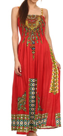 Sakkas Karla Smocked Bust Adjustable Strap Long Dress