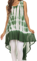 Sakkas Rae Mid Length Tie Dye Hi Low Dress / Cover Up#color_ Green