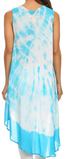 Sakkas Rae Mid Length Tie Dye Hi Low Dress / Cover Up