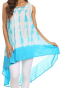 Sakkas Rae Mid Length Tie Dye Hi Low Dress / Cover Up#color_ Turquoise