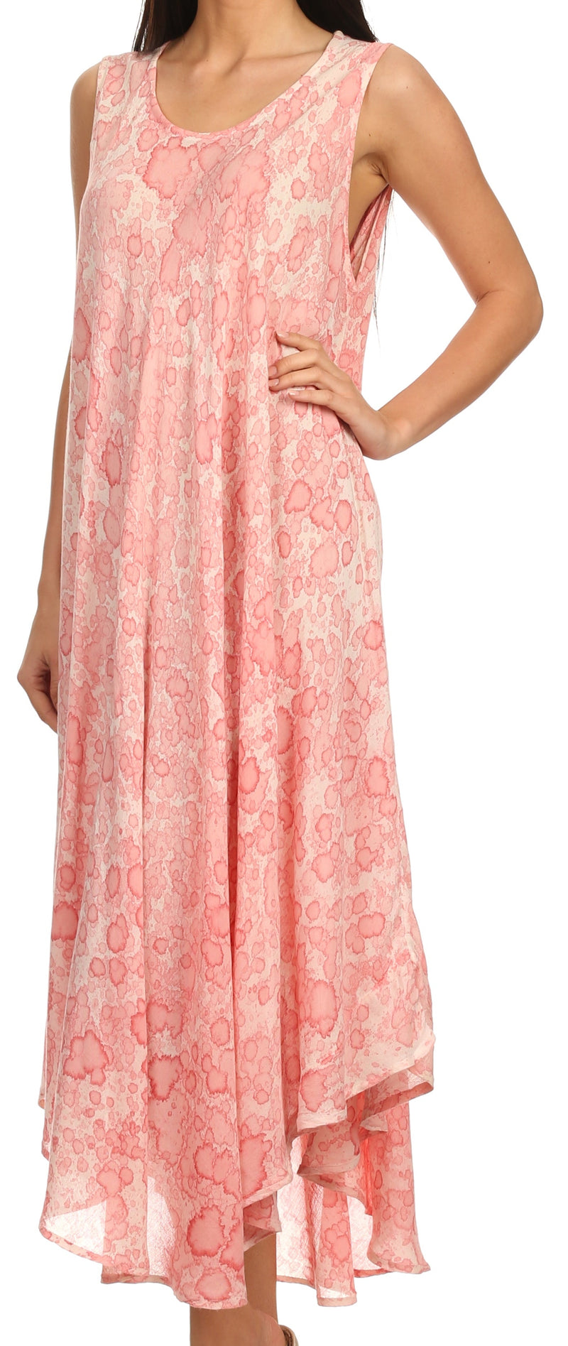 Sakkas Eva Sleeveless Freckled Dyed Scoopneck Long Caftan Dress / Cover Up