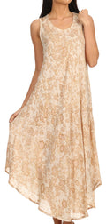 Sakkas Eva Sleeveless Freckled Dyed Scoopneck Long Caftan Dress / Cover Up#color_ Sand