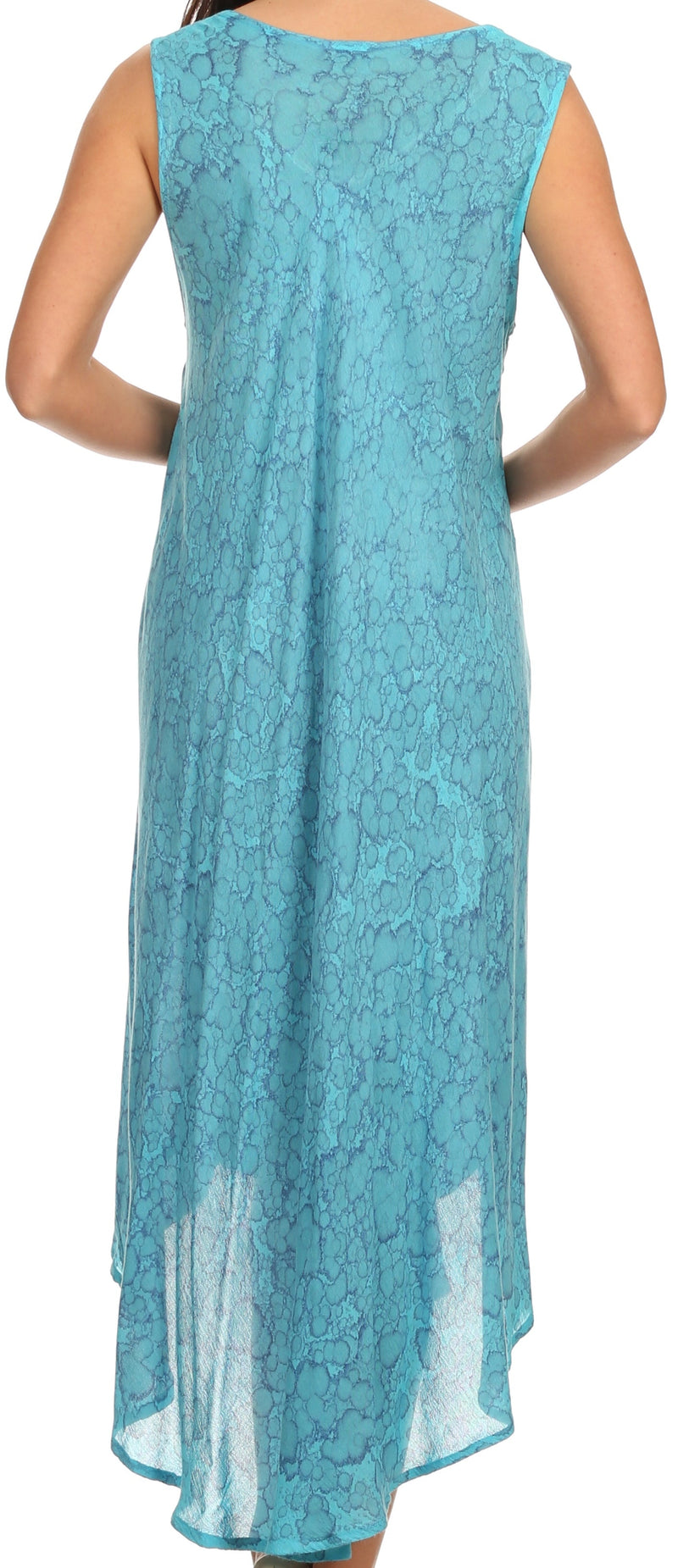 Sakkas Eva Sleeveless Freckled Dyed Scoopneck Long Caftan Dress / Cover Up