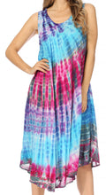 Sakkas Nora Sleeveless Embroidered Short Tie Dye Caftan Dress / Cover Up#color_1-Pink