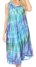 Sakkas Nora Sleeveless Embroidered Short Tie Dye Caftan Dress / Cover Up#color_1-Turquoise