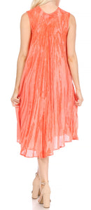 Sakkas Nora Sleeveless Embroidered Short Tie Dye Caftan Dress / Cover Up