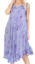 Sakkas Nora Sleeveless Embroidered Short Tie Dye Caftan Dress / Cover Up#color_3-DustyBlue