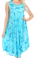Sakkas Nora Sleeveless Embroidered Short Tie Dye Caftan Dress / Cover Up#color_3-Turquoise