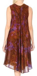 Sakkas Nora Sleeveless Embroidered Short Tie Dye Caftan Dress / Cover Up
