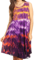 Sakkas Nora Sleeveless Embroidered Short Tie Dye Caftan Dress / Cover Up#color_Orange