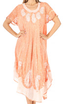 Sakkas  Bree Long Embroidered Cap Sleeve Marbled Dress