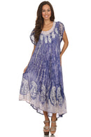 Sakkas  Bree Long Embroidered Cap Sleeve Marbled Dress