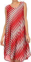 Sakkas Spal Mid Length Scoop Neck Tank Top Printed Batik Caftan Dress / Cover Up#color_16505-Red