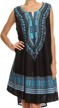 Sakkas Spal Mid Length Scoop Neck Tank Top Printed Batik Caftan Dress / Cover Up#color_16506-Black