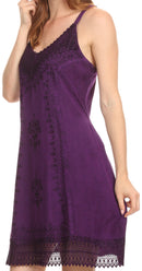 Sakkas Aliney Short Adjustable Spaghetti Strap Sleeveless Embroidered Day Dress