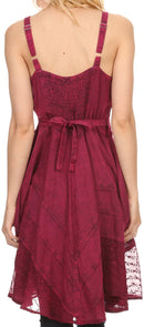 Sakkas Calleea Mid Length Embroidery Sleeveless Spaghetti Strap Corset Batik Dress