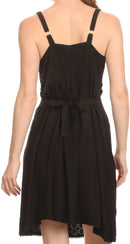 Sakkas Rhyder Mid Strapless Spaghetti Strap Adjustable Embroidered Batik Dress