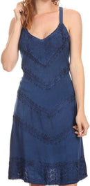 Sakkas Rhyder Mid Strapless Spaghetti Strap Adjustable Embroidered Batik Dress