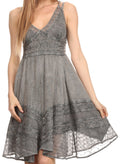 Sakkas Fedelle Sleeveless Mid-Length Summer Dress With Cross Over Open Back Straps#color_Grey