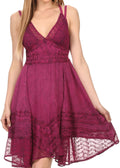 Sakkas Fedelle Sleeveless Mid-Length Summer Dress With Cross Over Open Back Straps#color_Fuchsia
