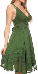 Sakkas Fedelle Sleeveless Mid-Length Summer Dress With Cross Over Open Back Straps