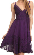 Sakkas Fedelle Sleeveless Mid-Length Summer Dress With Cross Over Open Back Straps#color_Purple