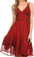 Sakkas Fedelle Sleeveless Mid-Length Summer Dress With Cross Over Open Back Straps#color_Red