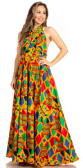 Sakkas Sandy Sexy Backless Year Around Long Maxi Infinity Dress Many Ways To Wear#color_215-Orange