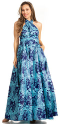 Sakkas Sandy Sexy Backless Year Around Long Maxi Infinity Dress Many Ways To Wear#color_217-Turquoise