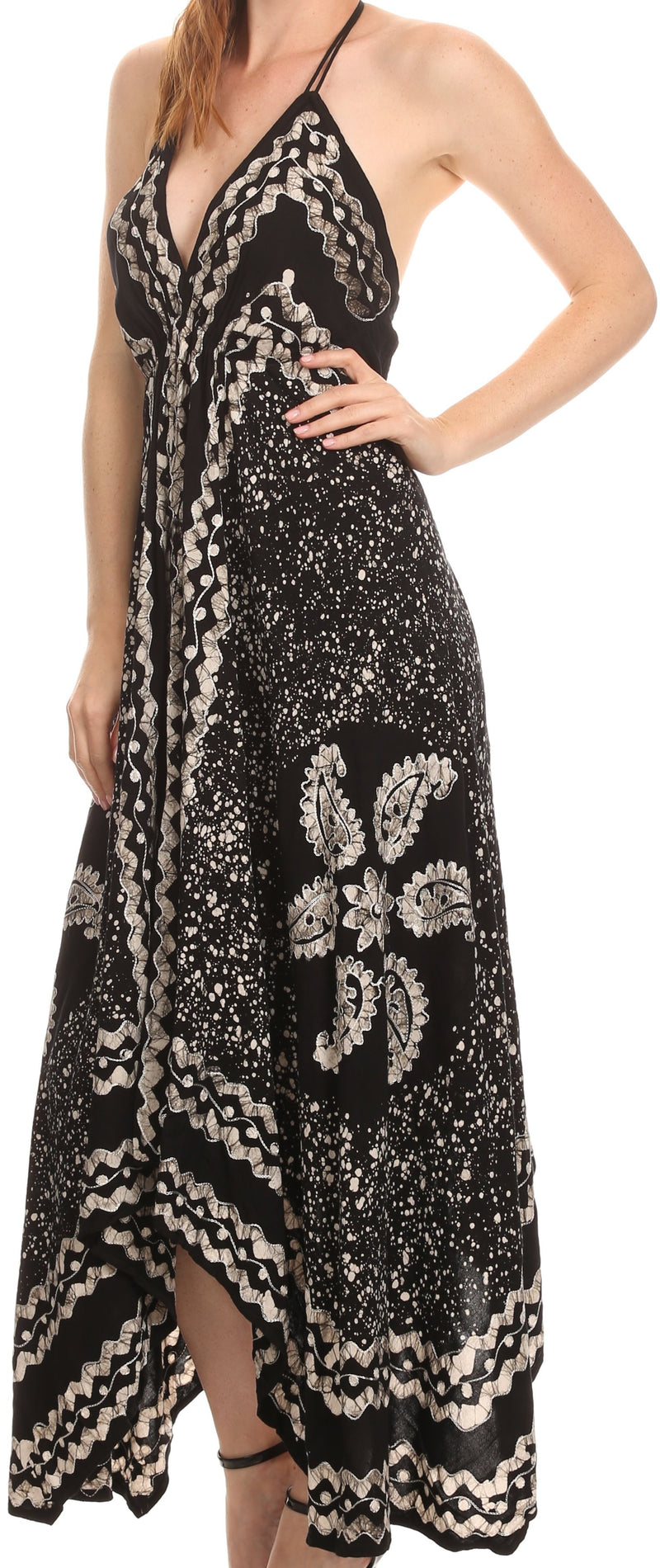 Sakkas Aleayma Strapless Long Adjustable Bead Embroidered Dyed Halter Top Dress