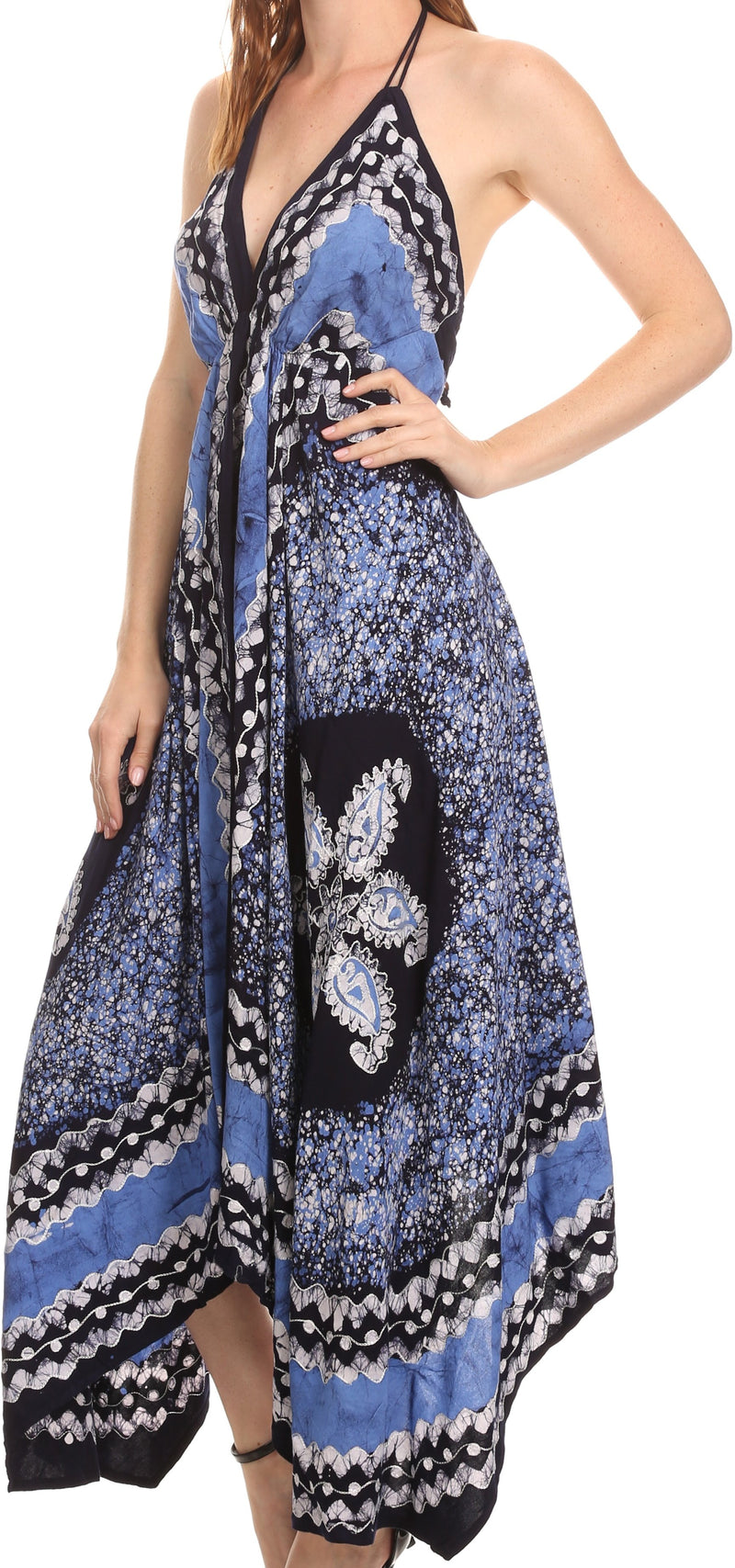 Sakkas Aleayma Strapless Long Adjustable Bead Embroidered Dyed Halter Top Dress
