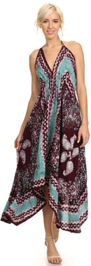 Sakkas Aleayma Strapless Long Adjustable Bead Embroidered Dyed Halter Top Dress