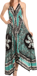 Sakkas Aleayma Strapless Long Adjustable Bead Embroidered Dyed Halter Top Dress
