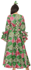 Sakkas Tale Women's Maxi Long Sleeve Wrap Dress with Pockets African Ankara Print