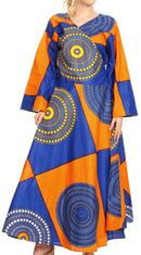 Sakkas Tale Women's Maxi Long Sleeve Wrap Dress with Pockets African Ankara Print