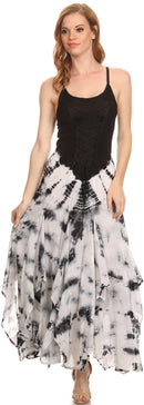 Sakkas Sami Long Sleeveless Spaghetti Strap Handkerchief Hem Dress With Corset Top