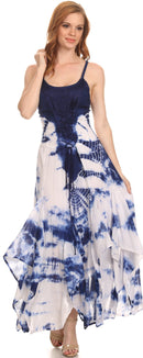 Sakkas Sami Long Sleeveless Spaghetti Strap Handkerchief Hem Dress With Corset Top