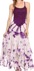 Sakkas Sami Long Sleeveless Spaghetti Strap Handkerchief Hem Dress With Corset Top#color_Purple