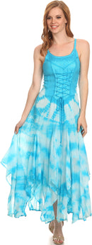 Sakkas Sami Long Sleeveless Spaghetti Strap Handkerchief Hem Dress With Corset Top