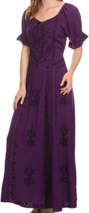 Sakkas Ashlay Adjustable Long Paneled Ruffled Cap Sleeve Scoop Neck Batik Dress