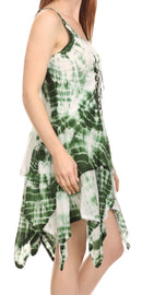 Sakkas Paige Mid Length Handkerchief Tank Top Spaghetti Strap Dress With Tie Dye