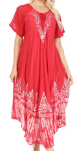 Sakkas Ronny Lace Embroidered Cap Sleeve Tie Dye Wash Caftan Dress / Cover Up#color_Blush 
