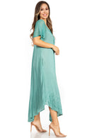 Sakkas Egan Women's Long Embroidered Caftan Dress / Cover Up With Embroidered Cap Sleeves
