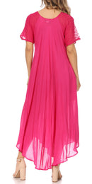 Sakkas Egan Women's Long Embroidered Caftan Dress / Cover Up With Embroidered Cap Sleeves