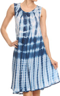 Sakkas Frankie Two Tone Tie Dyed Tank Dress / Cover Up With Embroidery Neckline#color_Navy